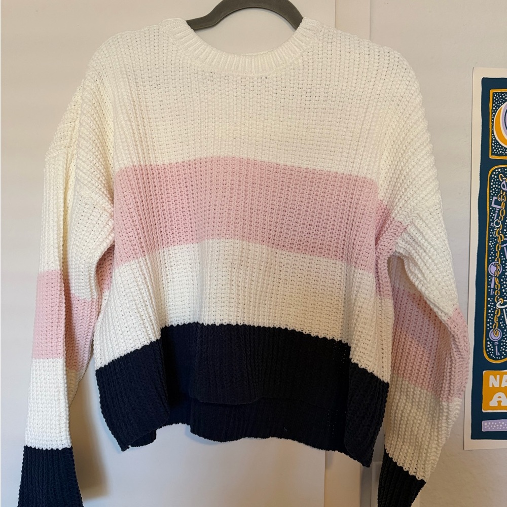 Francesca's Collections Colorblock Sweater - White, Pink, and Black